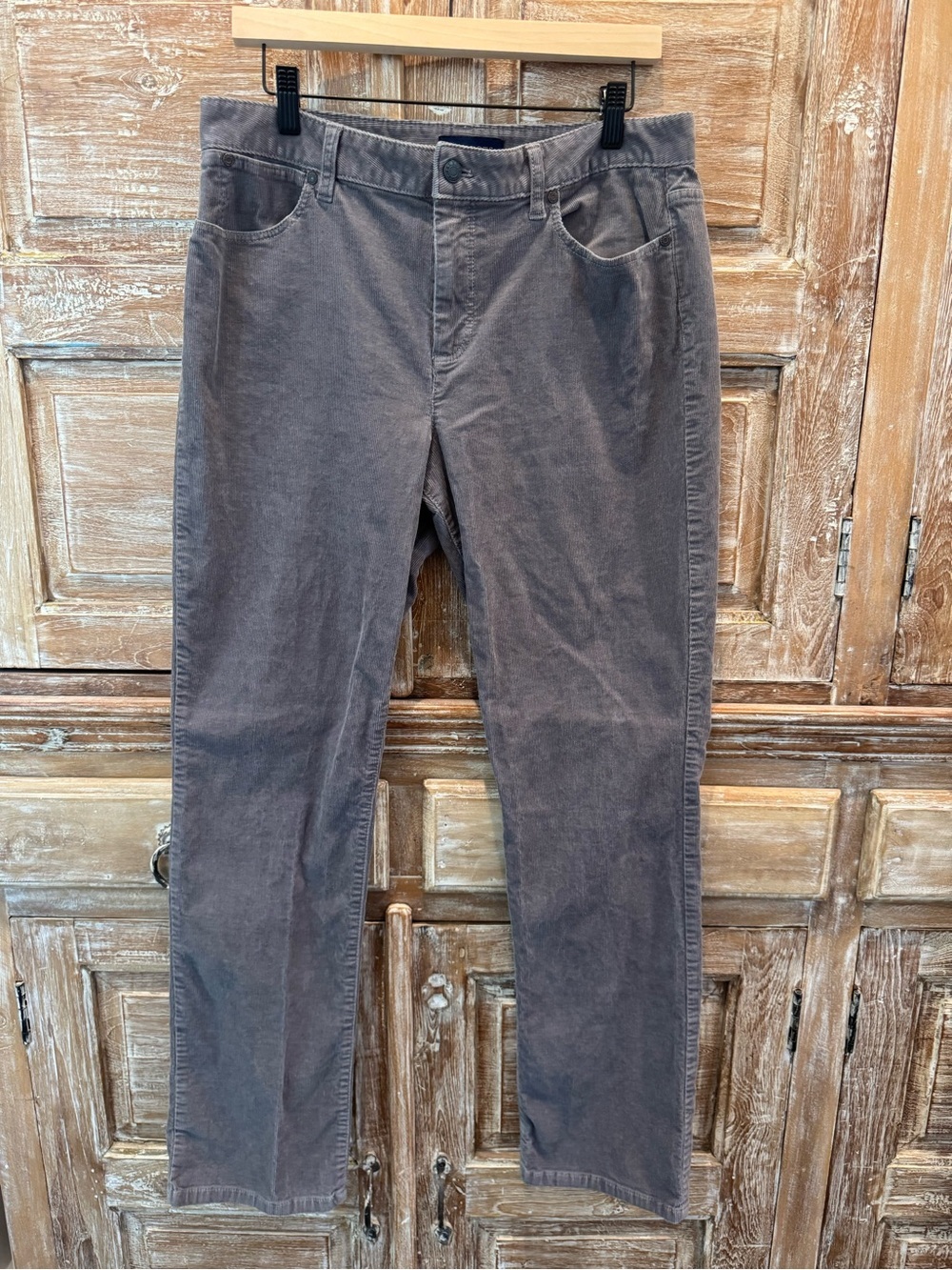 Talbots Corduroy Gray Stretch Pants Casual, Cotton Blend Size 12